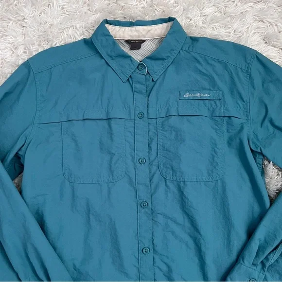 Eddie Bauer Womens Adventurer Pro Teal Field Shirt Size S - Picture 5 of 9